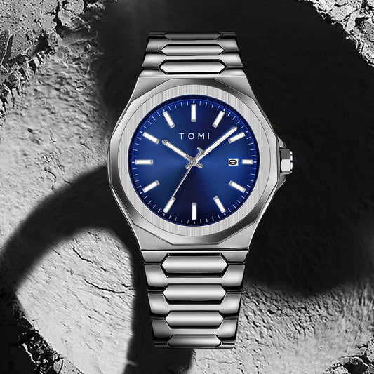 TOMI Luxury Men’s Business Watch Set – Rose Gold Quartz Wristwatch with Gift Box, Simple & Elegant Design