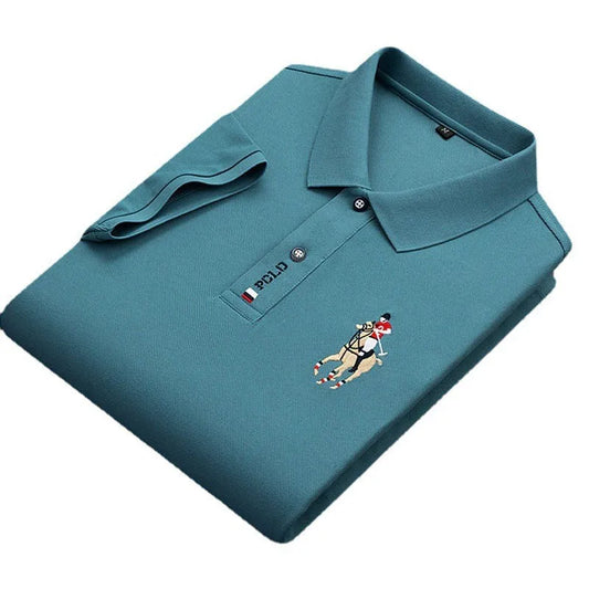 Men’s Embroidered Cotton Polo Shirt – Short Sleeve Business Casual Top | Breathable Summer Tee, Sizes up to 4XL