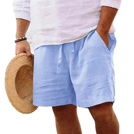 Men’s Cotton Linen Shorts – Solid Colour Lightweight Summer Shorts, Casual Beachwear, Jogging & Streetwear (S-3XL)