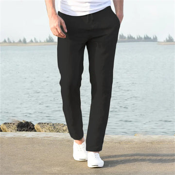Men’s Cotton Linen Trousers – Breathable Solid Colour Casual Pants, Autumn Streetwear, Sizes S-3XL