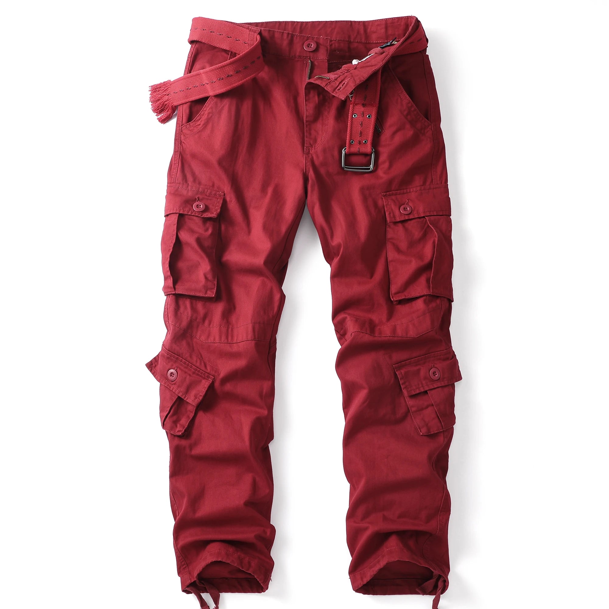 AKARMY Men’s Cargo Trousers – Cotton Camo Work & Hiking Pants with 8 Pockets (No Belt)