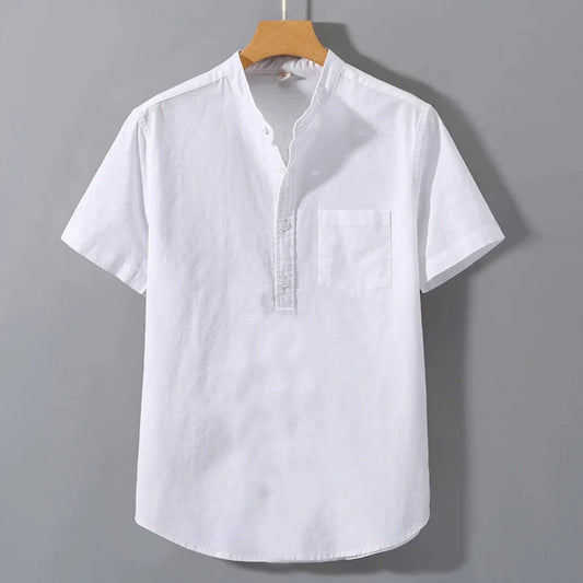 Men’s Summer Short Sleeve T-Shirt – Solid Colour Pocket & Button Design | Casual High Street Everyday Wear