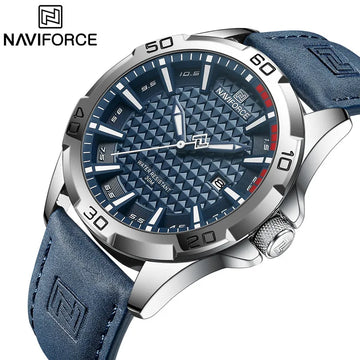 NAVIFORCE Men’s Fashion Quartz Watch – Leather Strap Sport Waterproof Wristwatch with Calendar