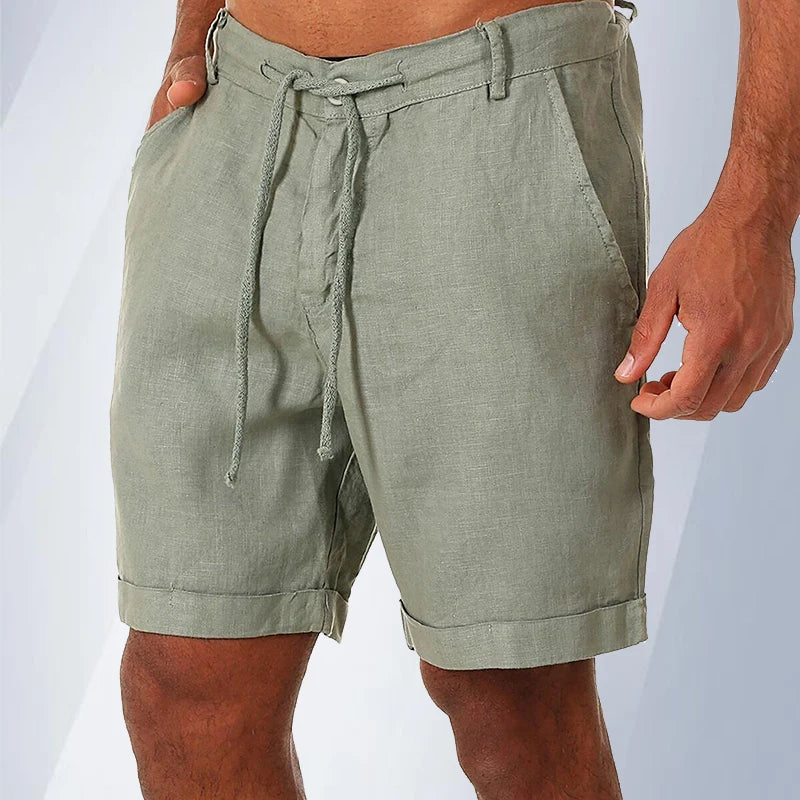 Men’s Summer Linen Shorts – Cotton Beach Cargo Shorts, Loose Fit Leisure Sweatshorts for Casual Wear