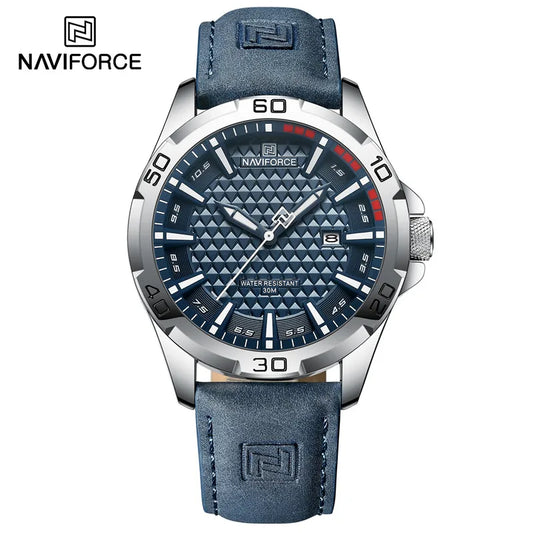 NAVIFORCE Men’s Fashion Quartz Watch – Leather Strap Sport Waterproof Wristwatch with Calendar