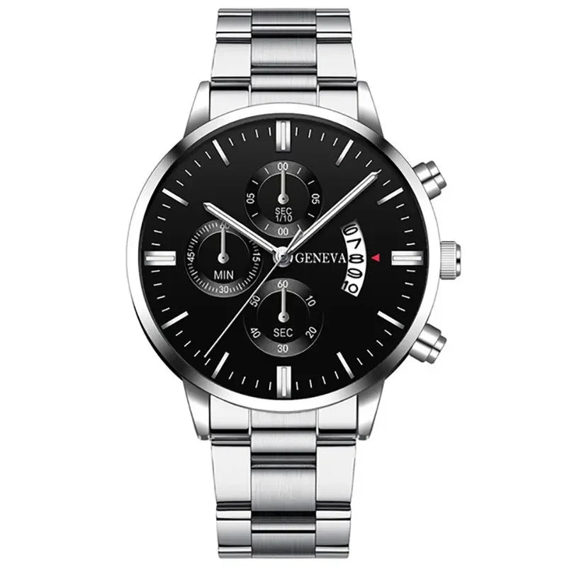 Men’s Luxury Black Stainless Steel Watch