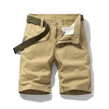 Men’s Summer Workwear Shorts – Thin Cotton Multi-Pocket Loose Fit Over-Knee Beach Cargo Shorts