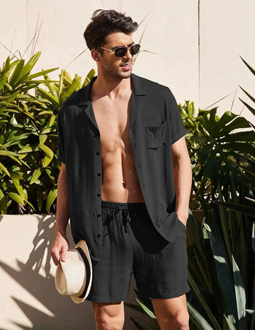 Men’s Cotton Linen Summer Shirt Set