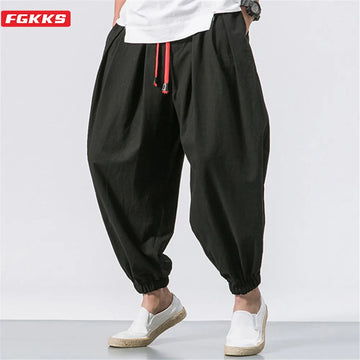 FGKKS Oversized Men’s Harem Pants – Autumn Linen Trousers | Loose Fit Casual Sweatpants for Comfortable Everyday Wear