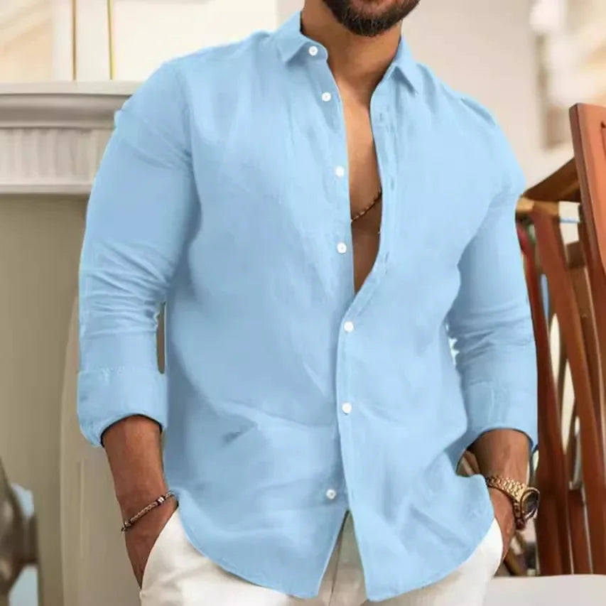 Men’s Vintage Cotton Linen Shirt