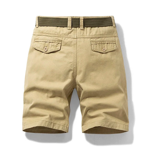 Men’s Summer Workwear Shorts – Thin Cotton Multi-Pocket Loose Fit Over-Knee Beach Cargo Shorts