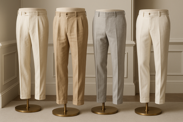 generate a collectiono for elegant summer pants men linen